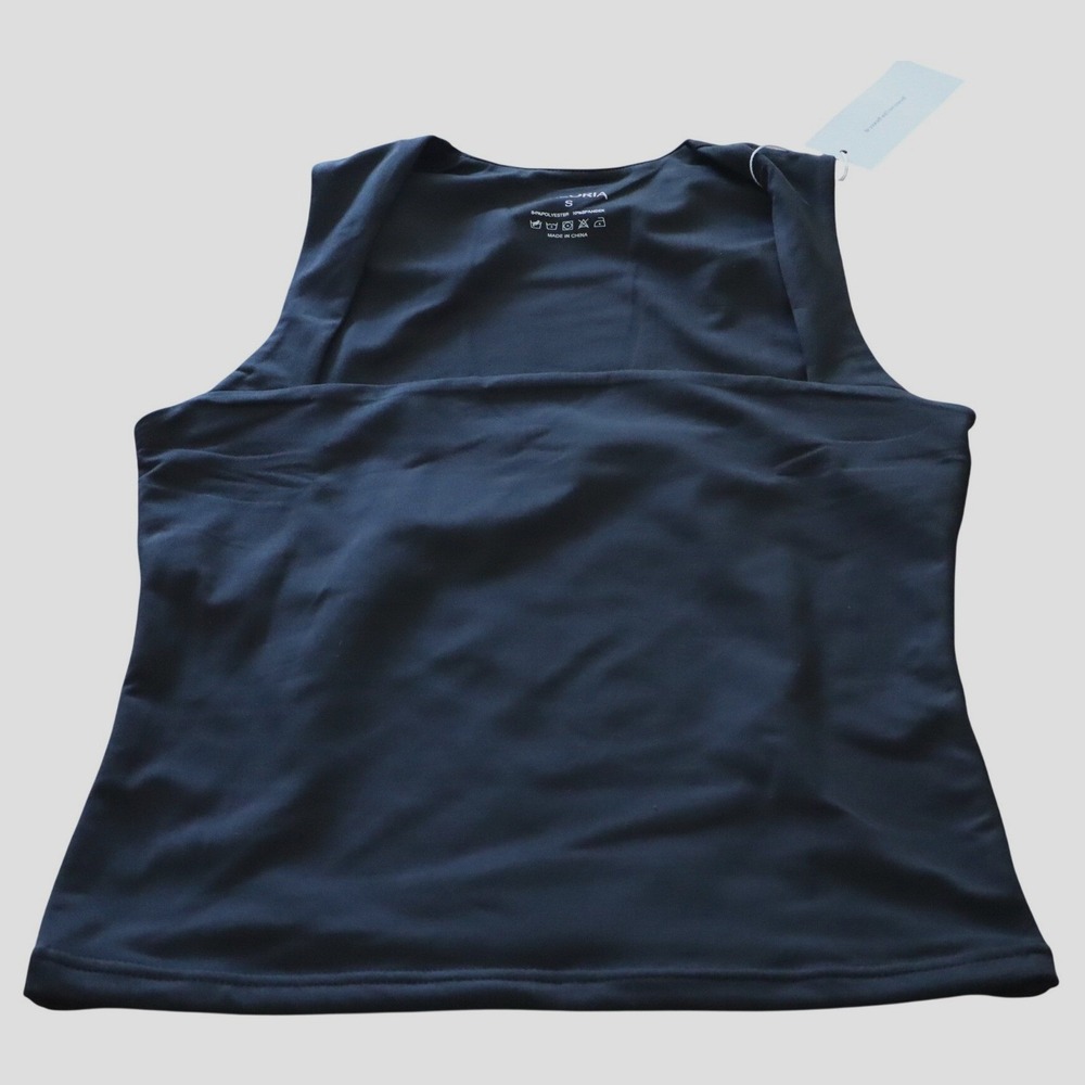 REORIA Black Square Neck Tank Top Double Lined Sleeveless Crop Top Small NEW
